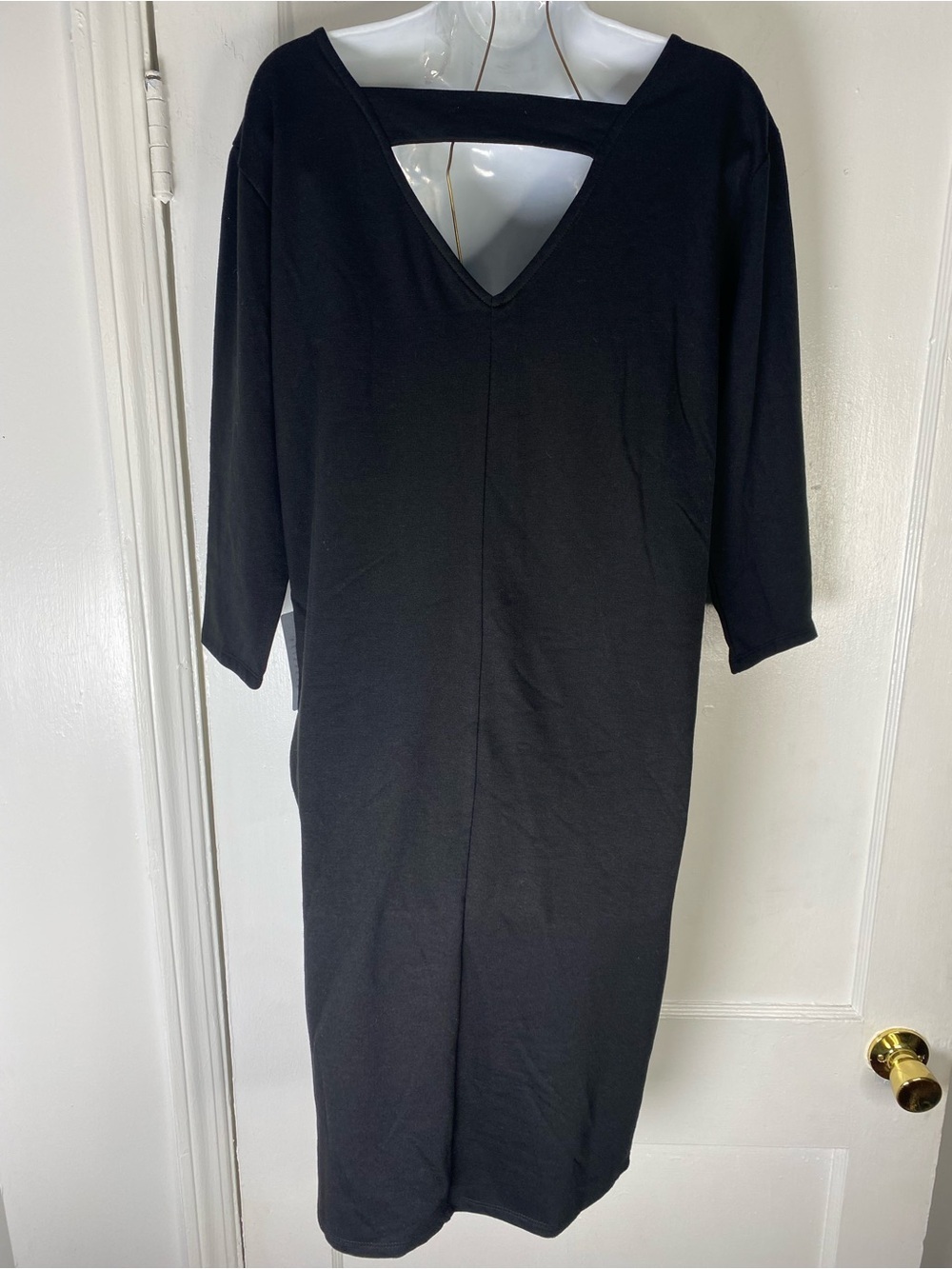 bobeau NWT Nordstrom Black Boatneck Midi Dress with Three-Quarter Sleeves - Picture 3 of 6